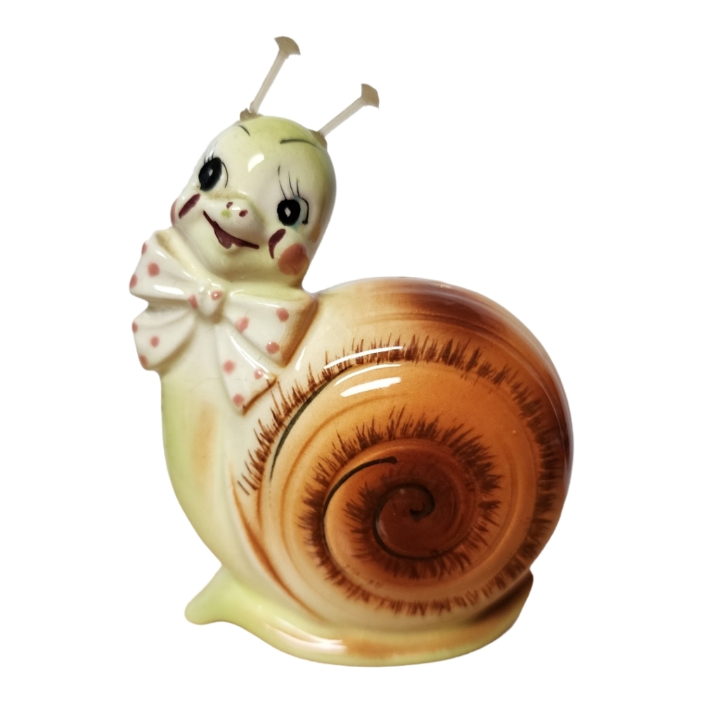 Vintage Enesco Anthropomorphic Snappy Snail Single Salt Pepper Shaker